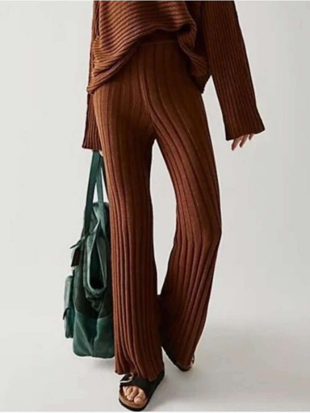 Free People Beach Imogene Sweater Pants in Brown